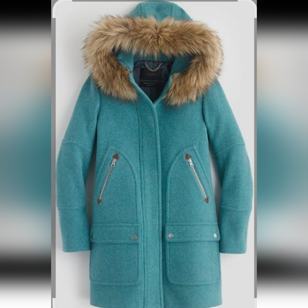 J. Crew Teal Stadium Cloth Coat Sz 2T Like S/M. - Picture 1 of 7